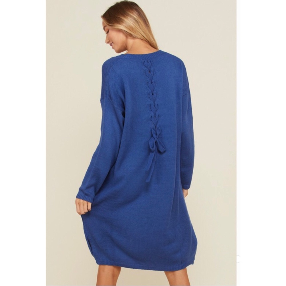 Oversized Midi Cross Back Sweater Dress